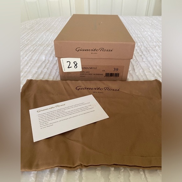 Gianvito Rossi Gray Alisia Mule Sandal Heel Nappa Mist Mesh size 39 - Picture 7 of 17